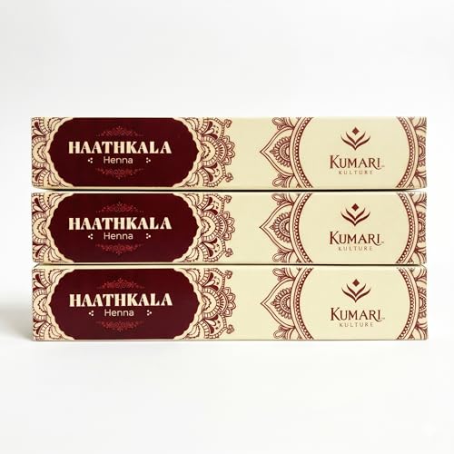 Kumari Kulture Organic Henna Cones Kit - Dark Red Brown (Pack of 3)
