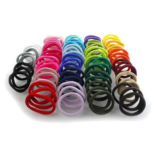 My Lello Large Thick Premium Elastic Ponytail Holders Pack of 100 Maroon Hair Bands
