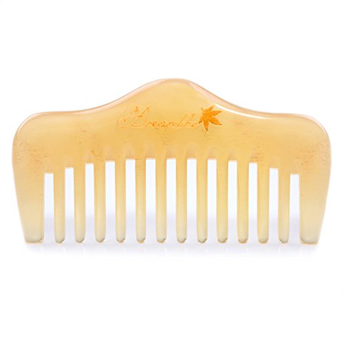 Breezelike Natural Sheep Horn Wide Tooth Comb - Detangling & Massaging Beard & Hair Tool