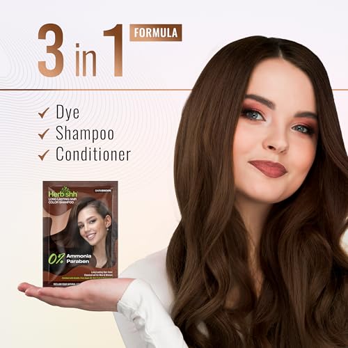 Herbishh Dark Brown Travel Shampoo & Argan Hair Mask Set – Grey Coverage, 30ml + 25ml
