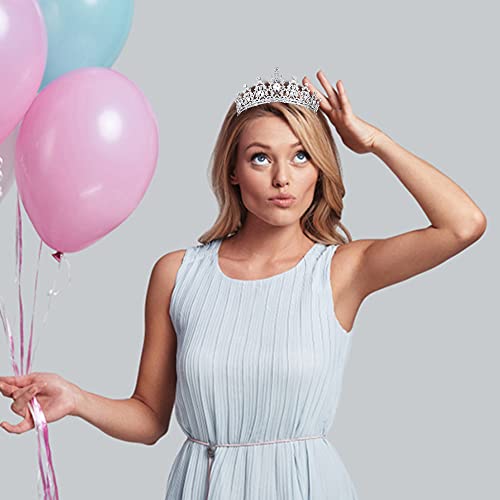 AOPRIE Silver King & Queen Tiara and Crown Set - Crystal Hair Accessories for Weddings, Proms, and Parties
