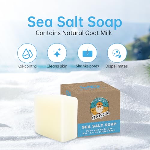 Sea Salt & Goat Milk Bar Soap - Natural Moisturizing Skin Care for All Skin Types - Pack of 2