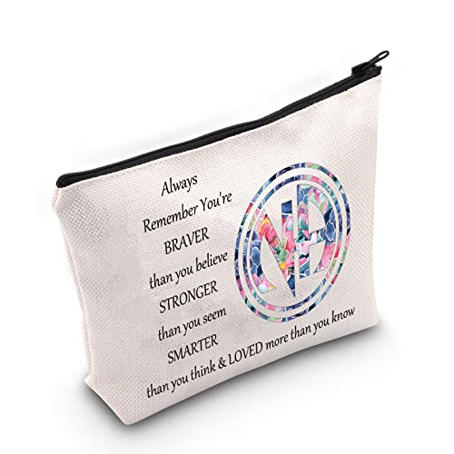 LEVLO NA Sobriety Gift Makeup Bag - Inspirational Smarter Stronger Braver Pouch