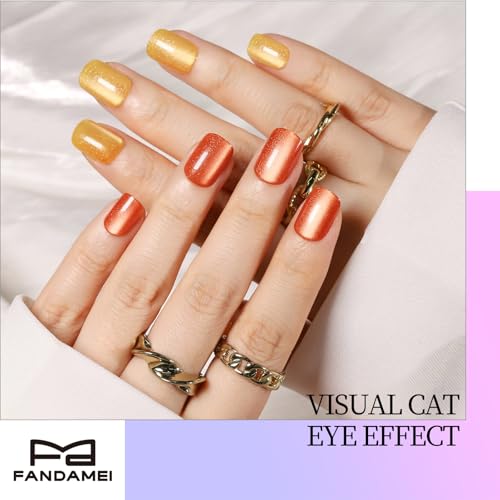 Fandamei Press on Nails Kit - 576PCS Short Cat Eye & French Tip