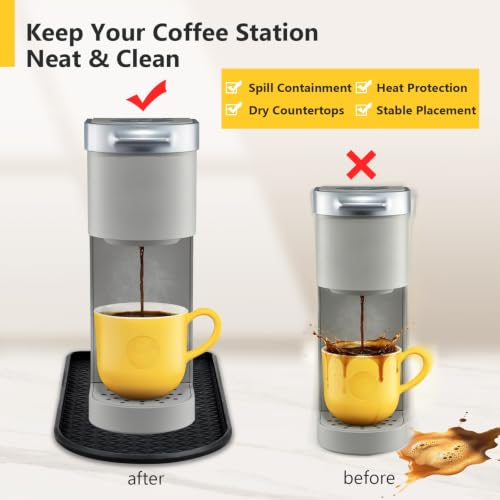 Silicone Coffee Mat for Countertop - 15.8" x 7.8" Non-Slip, Heat-Resistant Protection
