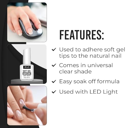 IBD Clear Gel Nail Glue for Soft Gel Tips & Acrylic Extensions - 0.5 fl oz