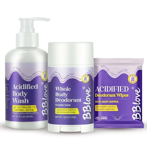 BBlove Whole Body Deodorant Kit - Acidified Body Wash, Stick & Wipes