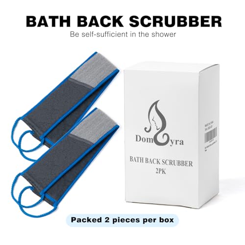 Back Scrubber for Shower - Dual-Sided Exfoliating Body Wash Strap with Handles, 2 Pack