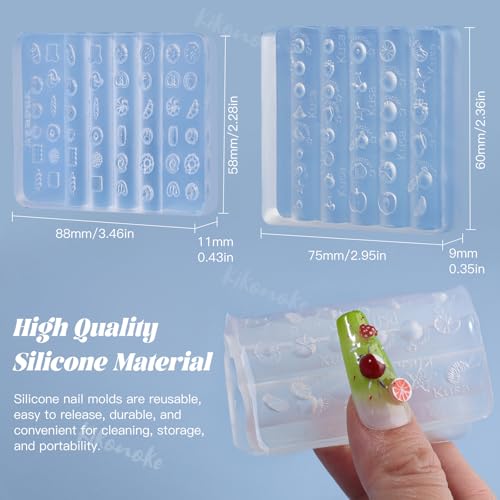 2 Pcs 3D Food & Fruit Silicone Nail Molds for Nail Art