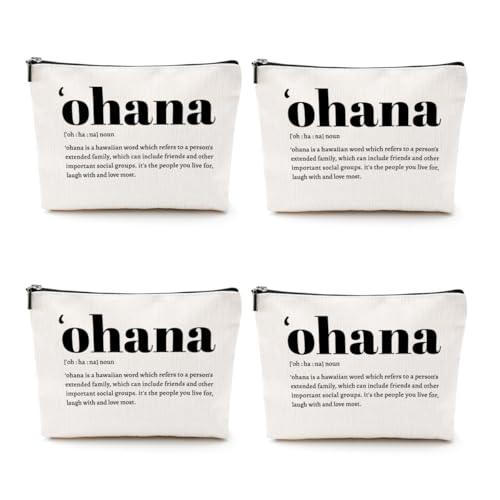 4-Piece Hawaiian Inspirational Makeup Bag Set, Cotton Linen Travel Pouch