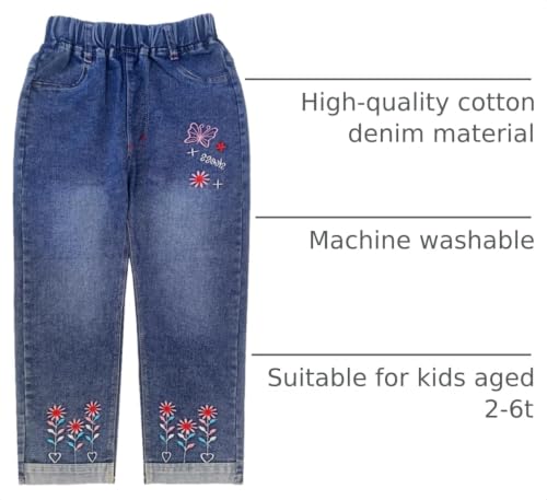Peacolate 7-8 Years Girls Embroidery Denim Jeans Pants