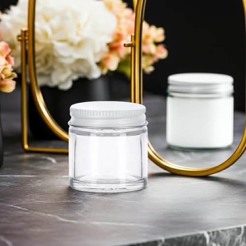 6-Pack 1 oz Clear Glass Jars with Airtight White Metal Lids