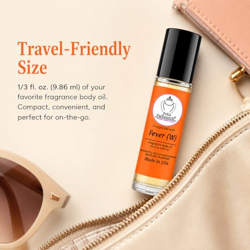 ZEKA PARFUMERIE Travel Size Fragrance Body Oil for Women – Fever Inspired Roll-On 1/3 oz