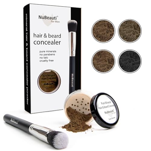 NuBeauti Beard & Hair Root Touch Up Powder - Dark Brown with Brush