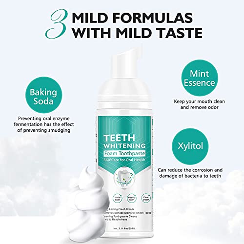 Whitening Foam Toothpaste - 2PCS Blueberry & Mint Formula for Deep Cleaning