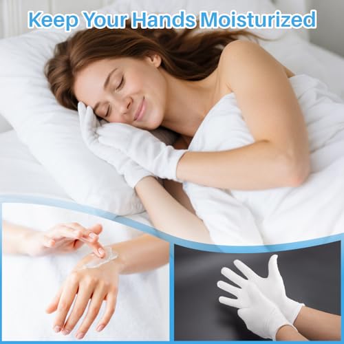 MAQIHAN 5 Pairs White Cotton Gloves for Dry Hands & Eczema