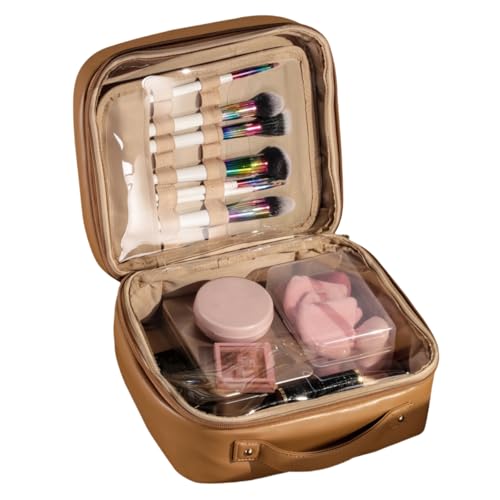 XL Waterproof Makeup Bag with Brush Compartment & Transparent PVC - Travel & Cosmetic Organizer