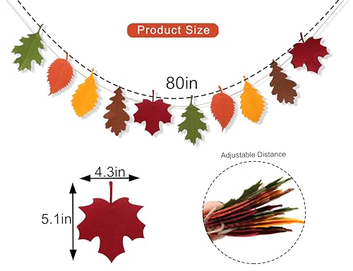 Autumn Felt Leaf Garland - Double Layered Fall Banner for Home Decor