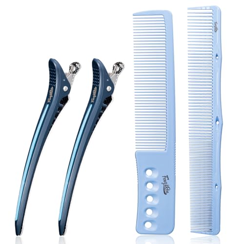 Blue Non-Slip Hair Styling Comb & Hair Clips Set for Men & Women