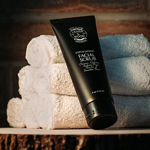 Lather & Wood Face Wash for Men - Exfoliating Scrub 4oz