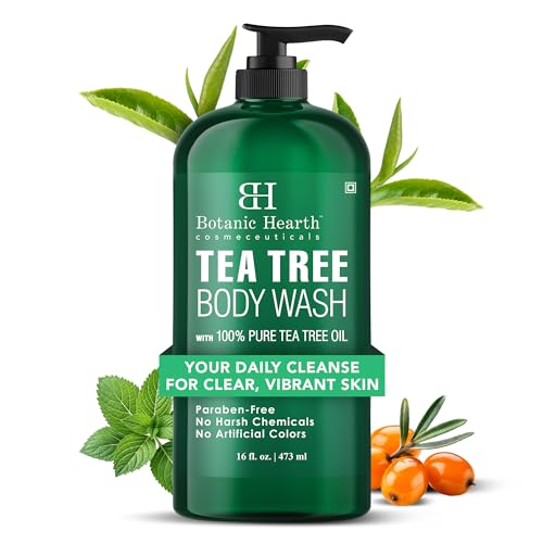 Botanic Hearth Tea Tree Body Wash -16 fl oz- All-Natural & Odor-Control Shower Gel for Acne, Athlete¡¯s Foot, Ringworm, Jock Itch & Healthy Skin, Sulfate & Paraben Free, for Men & Women