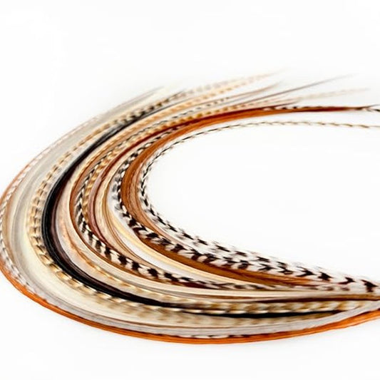 21 Natural Color Hair Extensions ? 9¡±?14¡± Long ? DIY Rooster Kit with 20 Micro-Link Beads ? 100% Real Feathers ? Eye-Catching Boho Style