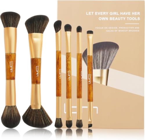 Brush Master 5-Piece Travel Makeup Brush Set with Portable Leather Pouch