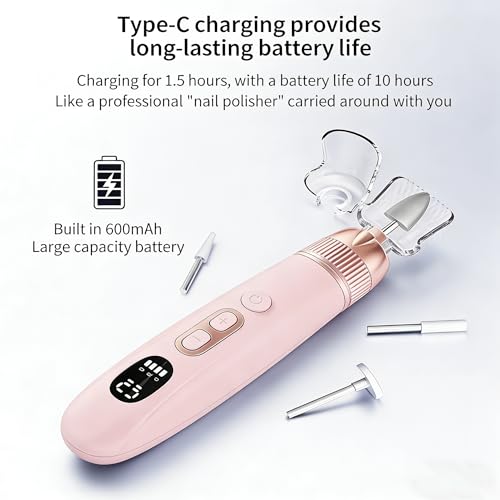 Pink Electric Nail Drill Kit with 10 Speeds & LED Light for Manicure Pedicure