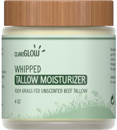 Unscented Beef Tallow Face Cream - 4 oz Whipped Moisturizer with Honey & Jojoba Oil