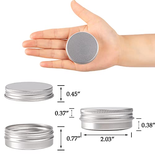 32 Pack Silver Aluminum Screw Top Tins with Labels, 1 oz