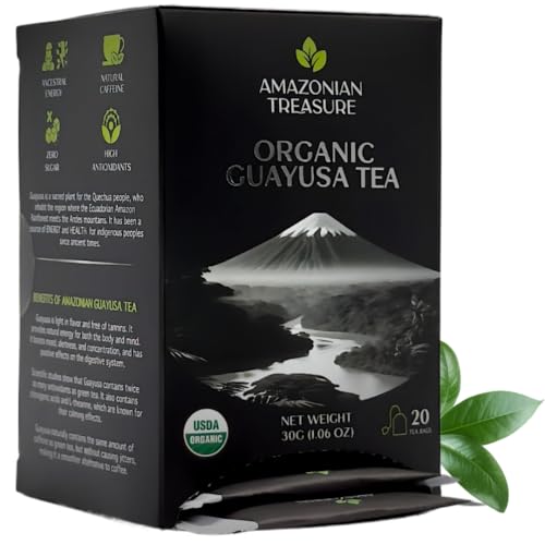 Organic Guayusa Tea Bags - 20 Count, Premium Quality, 50mg Caffeine