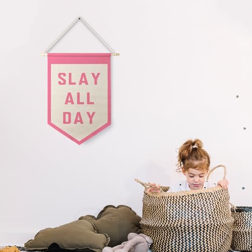 Funny Slay All Day Canvas Pennant Banner for Room Decor