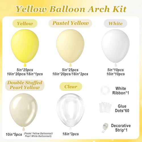 Pastel Yellow Balloon Arch Kit - 129pcs for Baby Showers & Parties