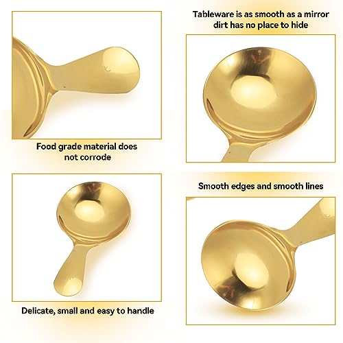 Gold Mini Ice Cream Scoops - 5PCS Stainless Steel Dessert Spoons