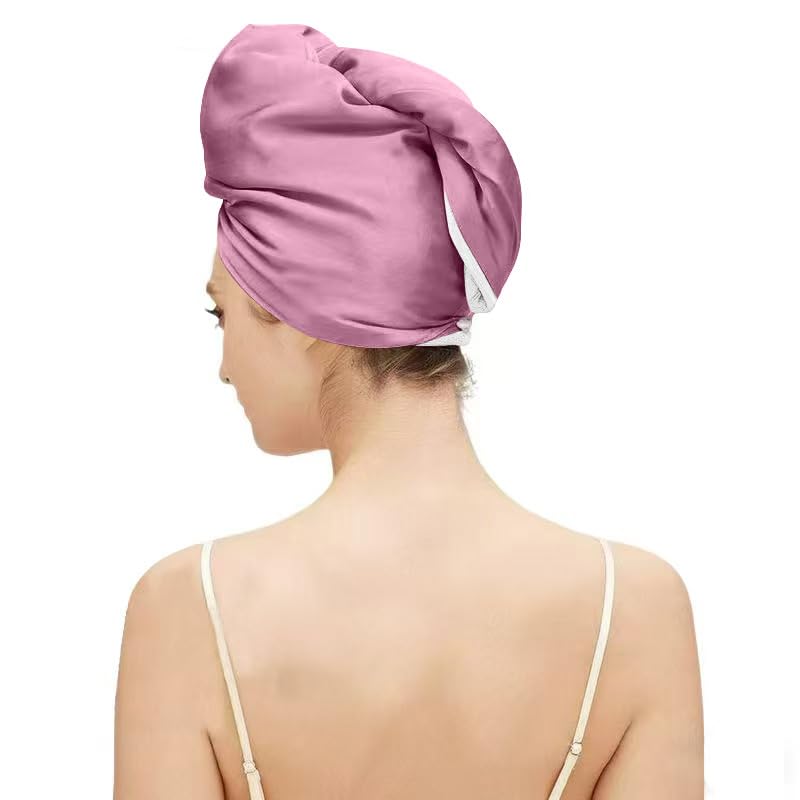 SereLune Pink Microfiber Hair Towel Wrap - Quick Drying & Anti-Frizz