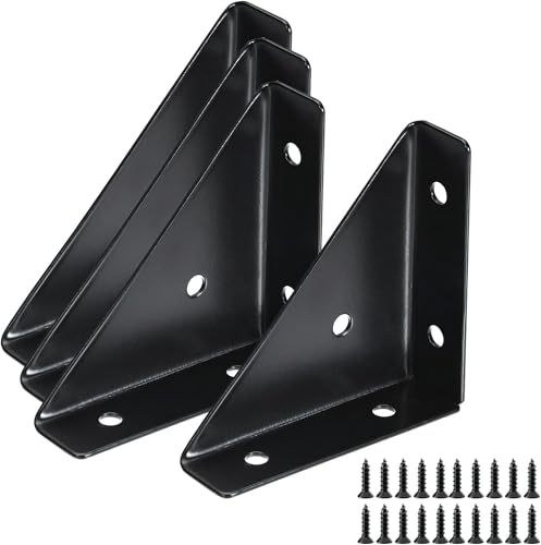 4 Pack Triangular Shelf Brackets - Hidden Support for Furniture