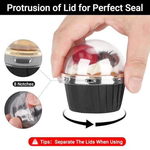 EUSOAR Mini Foil Ramekins with Lids - 3.5oz, 50pcs Aluminum Muffin Cups