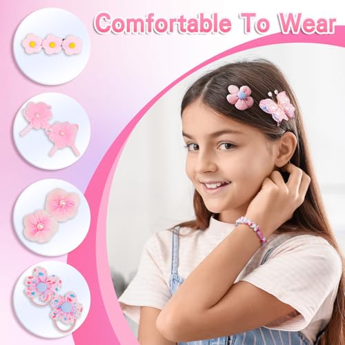 26pcs Kids Hair Clips and Bands Set - Cute Butterfly Hairpins