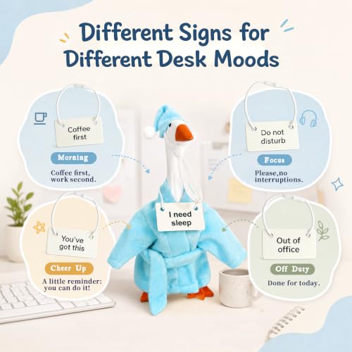 Cozy Robe Outfit Set for 7" Desk Goose with Sleep Cap & Signs