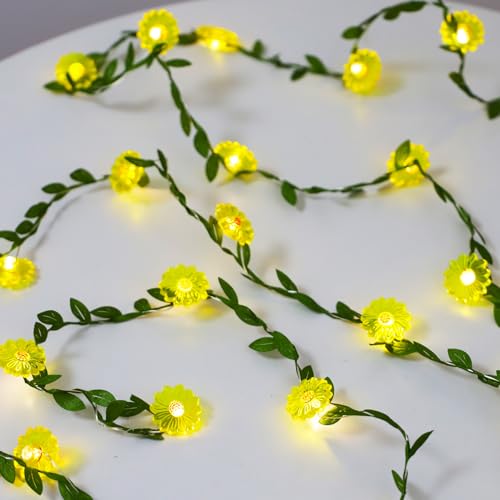 Flower String Lights with Remote Control - 30 LED Copper Wire Fairy Lights