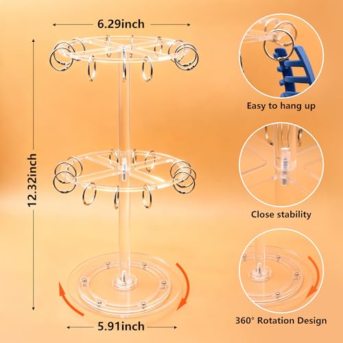 QUPIVA 2-Tier Rotating Acrylic Claw Clip Organizer Rack