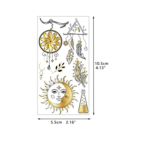 Glaryyears Metallic Gold Temporary Tattoos Pattern B Waterproof Painless Body Art