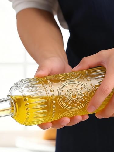 17oz Glass Olive Oil Dispenser Bottle with Funnel & Pourer