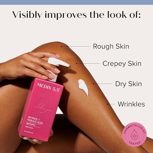 MEDIX Vitamin C Body Wash + Retinol Body Lotion Crepey Skin Moisturizer 2PC Set | Anti Aging Retinol Body Cream + Gel Body Cleanser Skincare Set For Women, Men, & Firmer Looking Skin, 2PC
