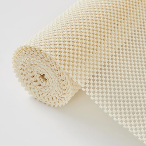 Beautysaid Non-Adhesive Shelf and Drawer Liner - Waterproof, Non-Slip, Creamy White