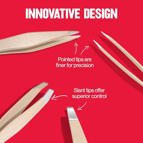 Revlon Mini Tweezer Set Pack of 2 - Slant & Point Tips Travel Grooming Kit