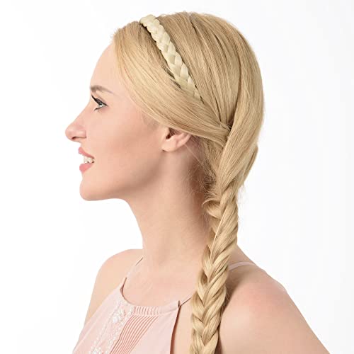 Dirty Blonde Synthetic Hair Headband Braid with Teeth for Women