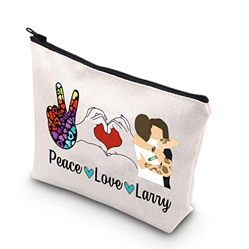 Music Enthusiast Canvas Makeup Bag - Peace Love Larry Zipper Pouch