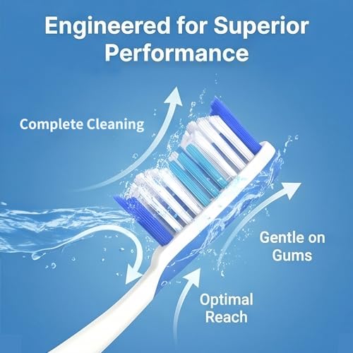 HHYX Hard Bristle Toothbrush for Adults with Tongue Cleaner - 6 Pack
