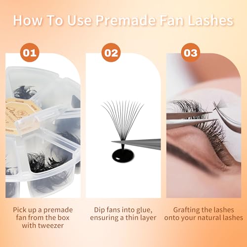 500 Premade Lash Fans 10D 0.07C Curl 8-15mm Mix - GLAMLASH